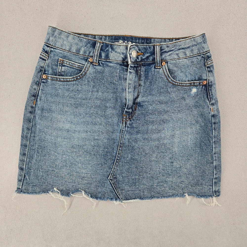 Wild Fable Women 10 Denim Mini Skirt Raw Hem Casual Y2K Blue  Y2K Indie Retro
